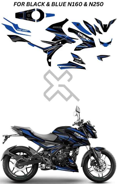 DOHC Edition Full Body Sticker Compatible with Pulsar N160 & N250 | Made In Premium Gloss Vinyl With FPF(Fade Protection Film), Water Proof, Precut Sticker, Pack Of 1 Compatible with Both Side